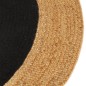 vidaXL Alfombra trenzada yute y algodón redonda negra y natural 90 cm vidaXL Alfombra trenzada yute y algodón redonda negra y natural 90 cm