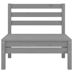 vidaXL Sofá central de jardín madera de pino maciza gris
