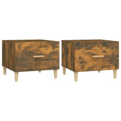 vidaXL Mesa de centro 2 uds madera ingeniería roble ahumado 50x50x40cm