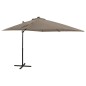 vidaXL Sombrilla voladiza con poste y luces LED gris taupé 250 cm vidaXL Sombrilla voladiza con poste y luces LED gris taupé 250 cm