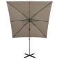 vidaXL Sombrilla voladiza con poste y luces LED gris taupé 250 cm vidaXL Sombrilla voladiza con poste y luces LED gris taupé 250 cm