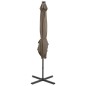 vidaXL Sombrilla voladiza con poste y luces LED gris taupé 250 cm vidaXL Sombrilla voladiza con poste y luces LED gris taupé 250 cm