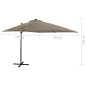 vidaXL Sombrilla voladiza con poste y luces LED gris taupé 250 cm vidaXL Sombrilla voladiza con poste y luces LED gris taupé 250 cm