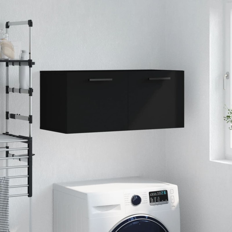 vidaXL Armario de pared madera de ingeniería negro 80x36,5x35 cm vidaXL Armario de pared madera de ingeniería negro 80x36,5x35 cm