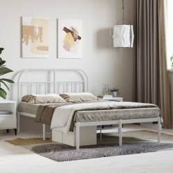 vidaXL Estructura de cama de metal con cabecero blanca 120x190 cm