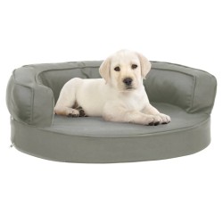 vidaXL Colchón para cama de perro ergonómico aspecto lino gris 60x42cm
