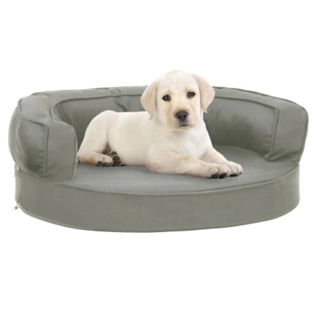 vidaXL Colchón para cama de perro ergonómico aspecto lino gris 60x42cm