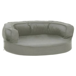 vidaXL Colchón para cama de perro ergonómico aspecto lino gris 60x42cm