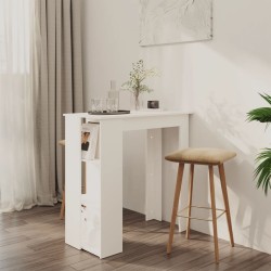 vidaXL Mesa bar con estante madera contrachapada blanco 102x50x103,5cm