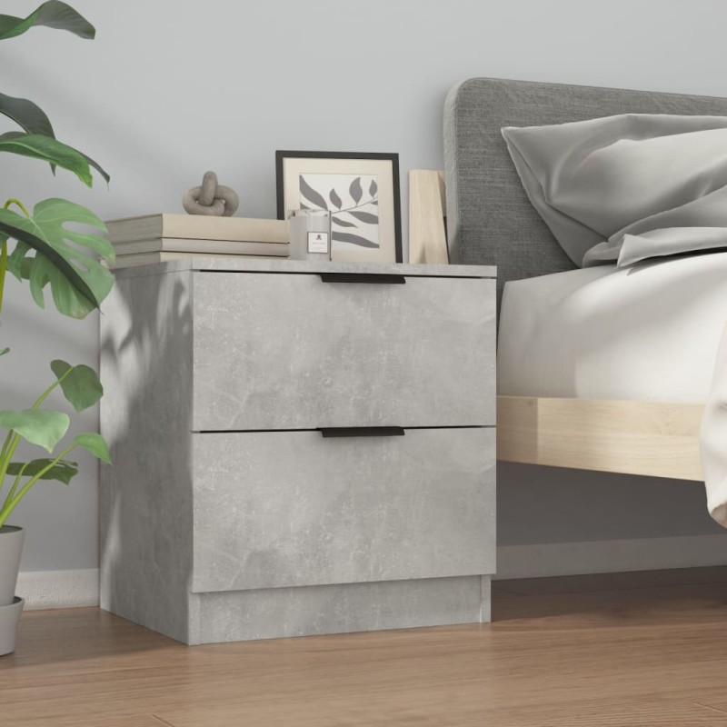 vidaXL Mesita de noche madera contrachapada gris hormigón vidaXL Mesita de noche madera contrachapada gris hormigón