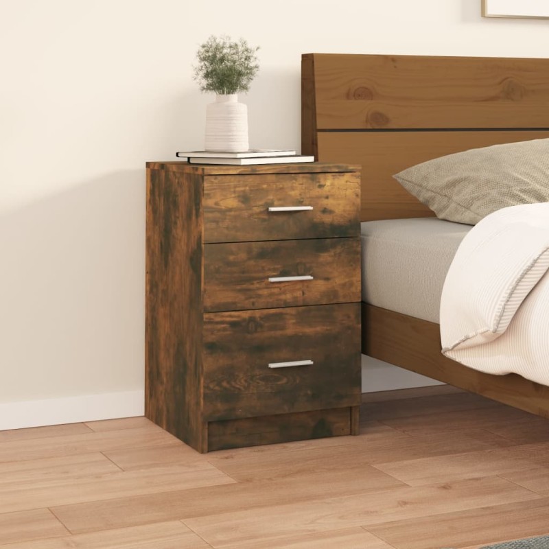 vidaXL Mesita de noche madera contrachapada roble ahumado 40x40x63 cm vidaXL Mesita de noche madera contrachapada roble ahumado 40x40x63 cm