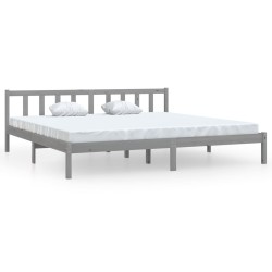 vidaXL Estructura de cama madera maciza de pino gris 200x200 cm