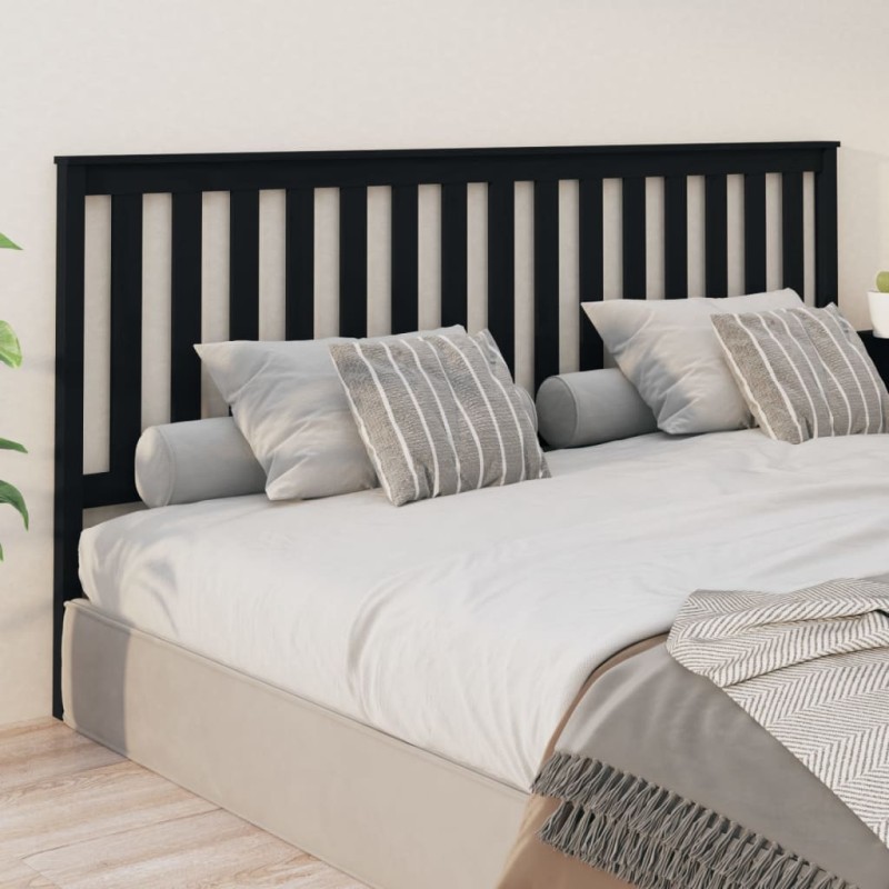 vidaXL Cabecero de cama madera maciza de pino negro 206x6x101 cm vidaXL Cabecero de cama madera maciza de pino negro 206x6x101 cm