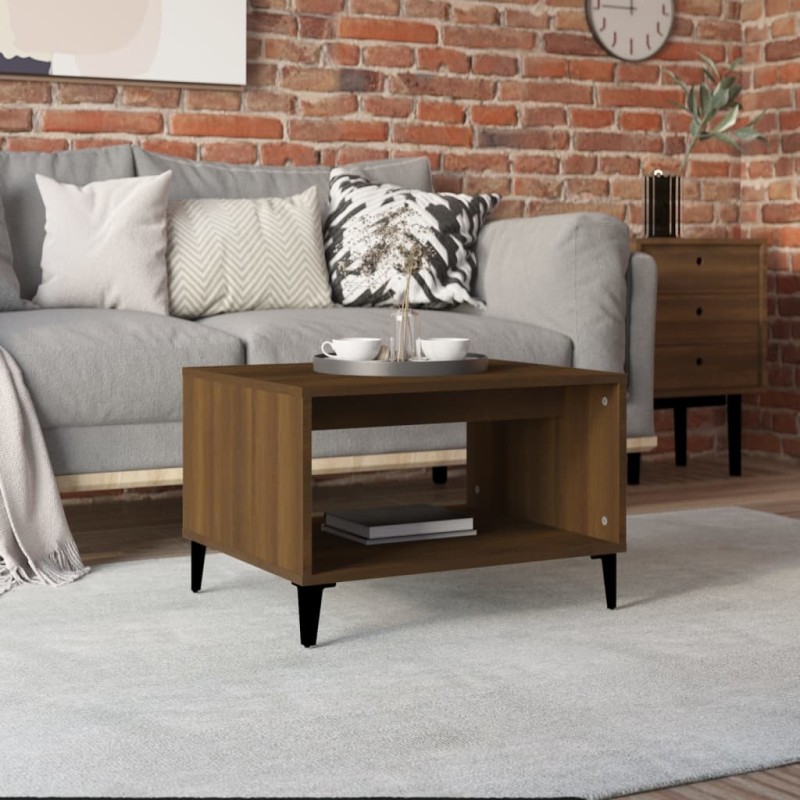 vidaXL Mesa de centro madera contrachapada marrón roble 60x50x40 cm vidaXL Mesa de centro madera contrachapada marrón roble 60x50x40 cm