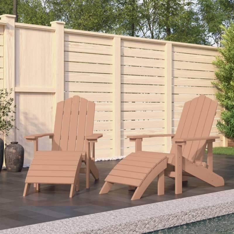 vidaXL Sillas de jardín Adirondack 2 uds con reposapiés HDPE marrón vidaXL Sillas de jardín Adirondack 2 uds con reposapiés HDPE marrón