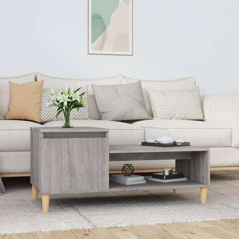 vidaXL Mesa de centro madera contrachapada gris Sonoma 100x50x45 cm vidaXL Mesa de centro madera contrachapada gris Sonoma 100x50x45 cm