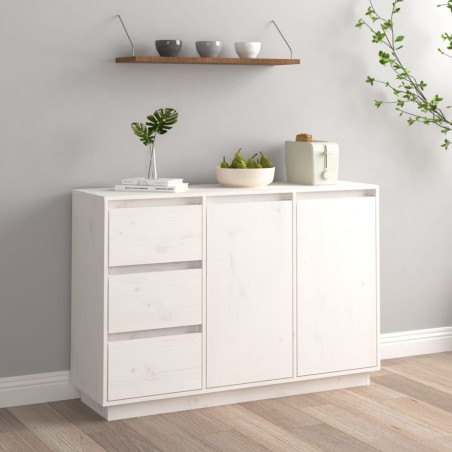 vidaXL Aparador de madera maciza de pino blanco 111x34x75 cm