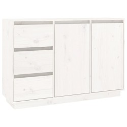 vidaXL Aparador de madera maciza de pino blanco 111x34x75 cm
