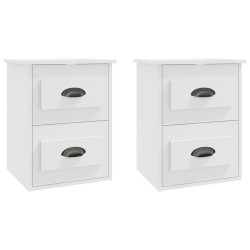 vidaXL Mesitas de noche de pared 2 uds blanco 41,5x36x53 cm
