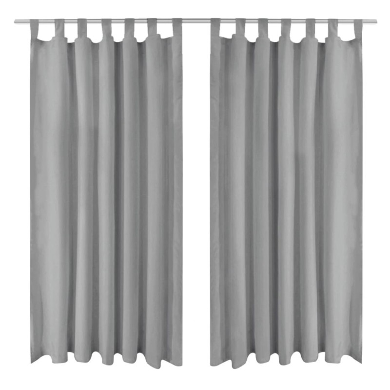 vidaXL Cortinas de micro-raso con bucles 2 unidades 140x225 cm gris vidaXL Cortinas de micro-raso con bucles 2 unidades 140x225 cm gris
