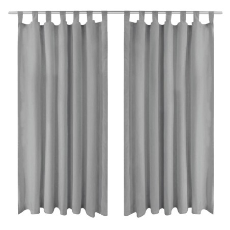 vidaXL Cortinas de micro-raso con bucles 2 unidades 140x225 cm gris