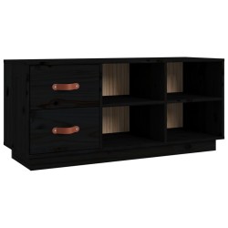 vidaXL Banco zapatero madera maciza de pino negro 100x34x45 cm