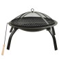 vidaXL Brasero y barbacoa 2 en 1 con atizador acero 56x56x49 cm vidaXL Brasero y barbacoa 2 en 1 con atizador acero 56x56x49 cm