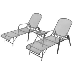 vidaXL Tumbonas con mesita 2 unidades acero gris antracita