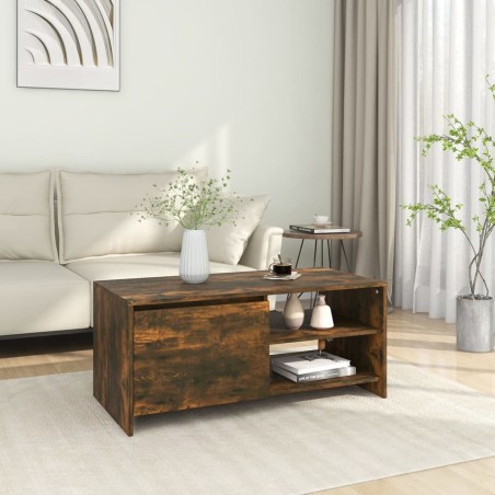 vidaXL Mesa de centro madera contrachapada roble ahumado 102x50x45 cm