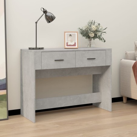 vidaXL Mesa consola de madera contrachapada gris hormigón 100x39x75 cm