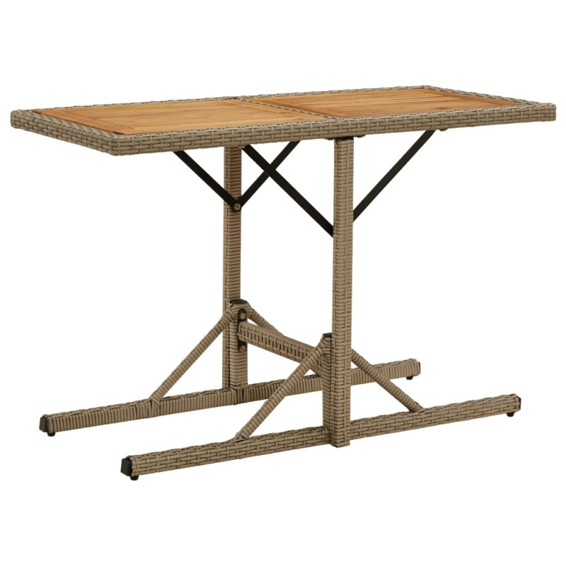 vidaXL Mesa de jardín madera maciza de acacia y ratán sintético beige vidaXL Mesa de jardín madera maciza de acacia y ratán sintético beige