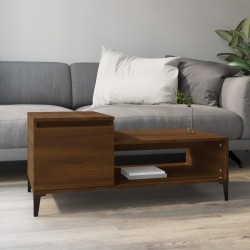 vidaXL Mesa de centro madera contrachapada roble marrón 100x50x45 cm