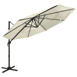 vidaXL Sombrilla de 4 niveles con poste de aluminio arena 3x3 m