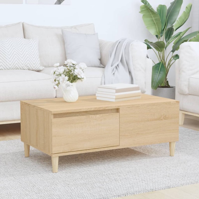 vidaXL Mesa de centro madera contrachapada roble Sonoma 90x50x36,5 cm vidaXL Mesa de centro madera contrachapada roble Sonoma 90x50x36,5 cm