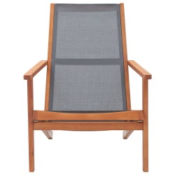 vidaXL Silla de jardín de madera maciza de eucalipto y textilene gris 