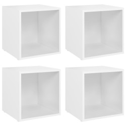vidaXL Muebles para TV 4 uds madera contrachapada blanco 37x35x37 cm