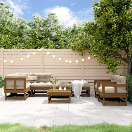 vidaXL Juego muebles de jardín 8 pzas madera maciza pino marrón miel