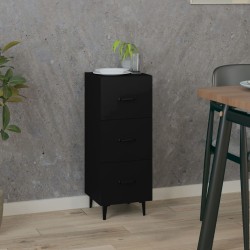 vidaXL Aparador de madera contrachapada negro 34,5x34x90 cm