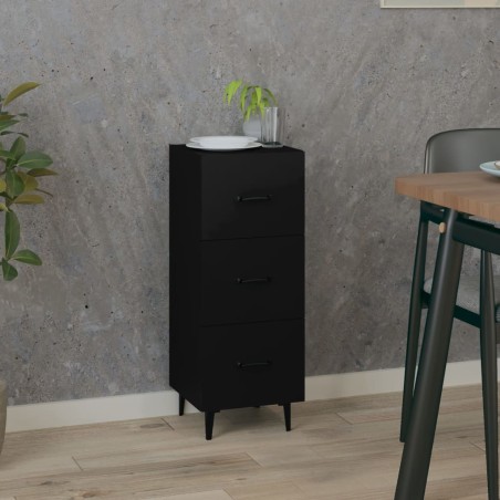 vidaXL Aparador de madera contrachapada negro 34,5x34x90 cm