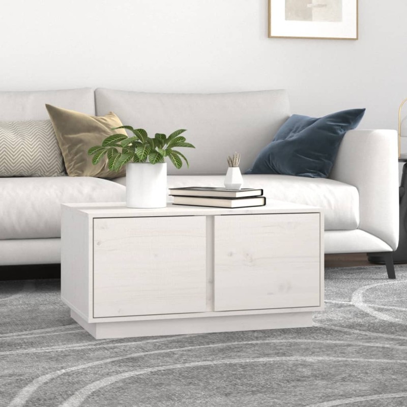 vidaXL Mesa de centro madera maciza de pino blanco 80x50x40 cm vidaXL Mesa de centro madera maciza de pino blanco 80x50x40 cm