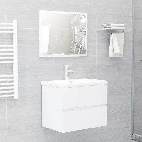 vidaXL Set muebles de baño 2 piezas madera contrachapada blanco brillo