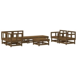 vidaXL Juego muebles de jardín 8 pzas madera maciza pino marrón miel