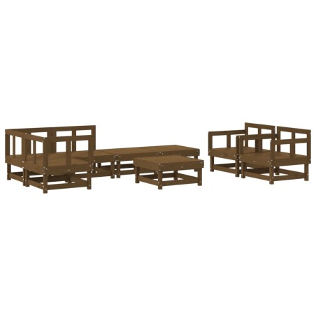 vidaXL Juego muebles de jardín 8 pzas madera maciza pino marrón miel