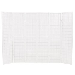 vidaXL Biombo plegable con 6 paneles estilo japonés 240x170 cm blanco