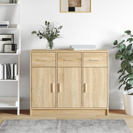 vidaXL Aparador de madera de ingeniería color roble Sonoma 91x28x75 cm