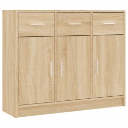 vidaXL Aparador de madera de ingeniería color roble Sonoma 91x28x75 cm