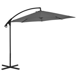 vidaXL Sombrilla voladiza con poste de acero 300 cm antracita