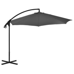 vidaXL Sombrilla voladiza con poste de acero 300 cm antracita