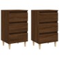 vidaXL Mesita de noche 2 uds patas de madera roble marrón 40x35x69 cm vidaXL Mesita de noche 2 uds patas de madera roble marrón 40x35x69 cm