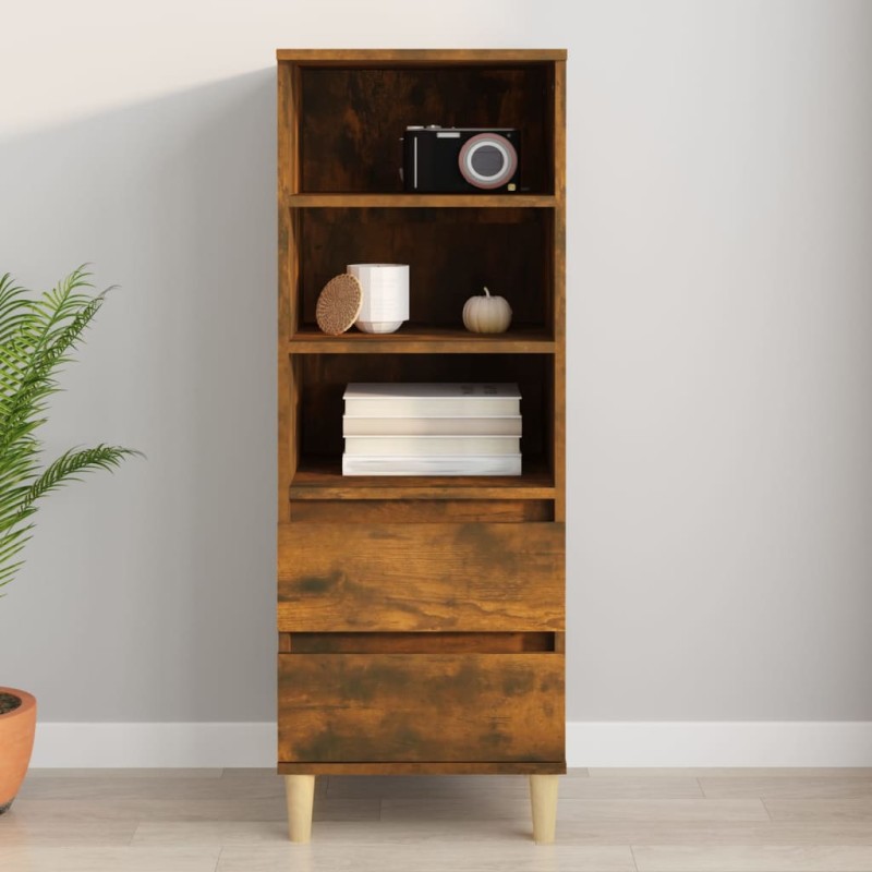 vidaXL Aparador alto madera contrachapada roble ahumado 40x36x110 cm